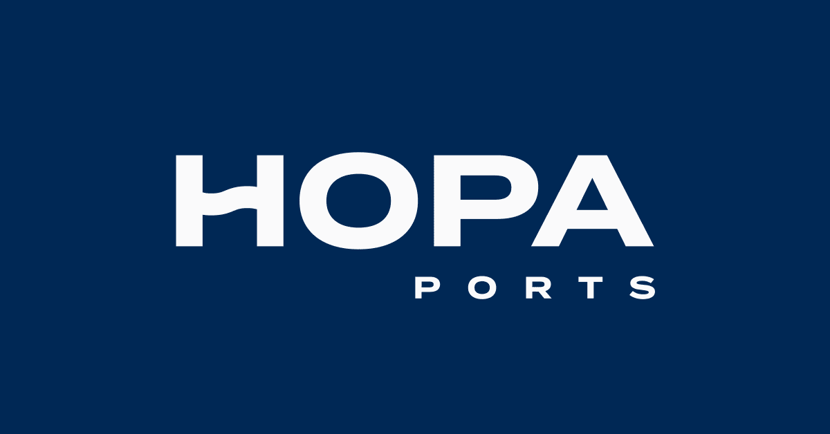 HOPA Ports logo in white on a dark blue background