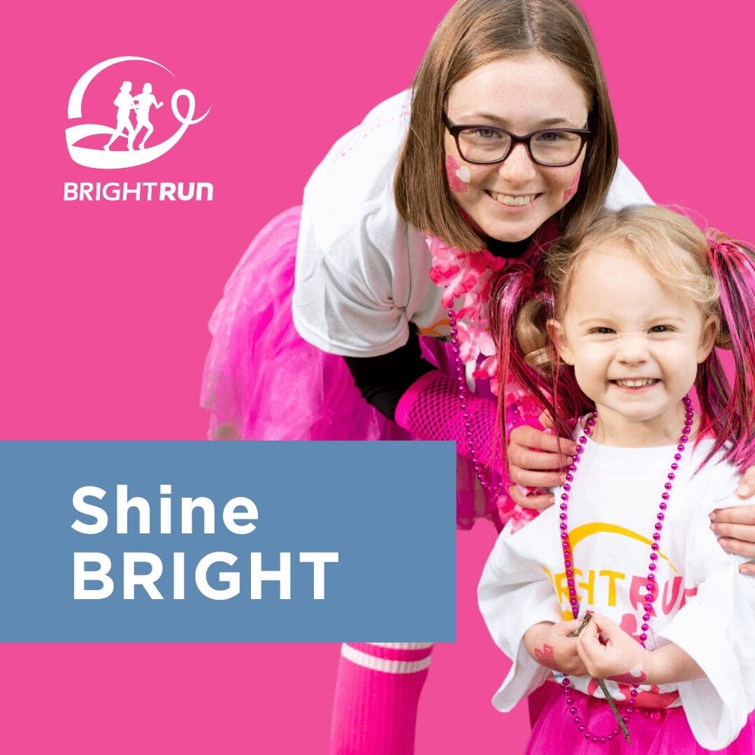 Picture of a young woman and child with a text overlay that says "Shine BRIGHT"